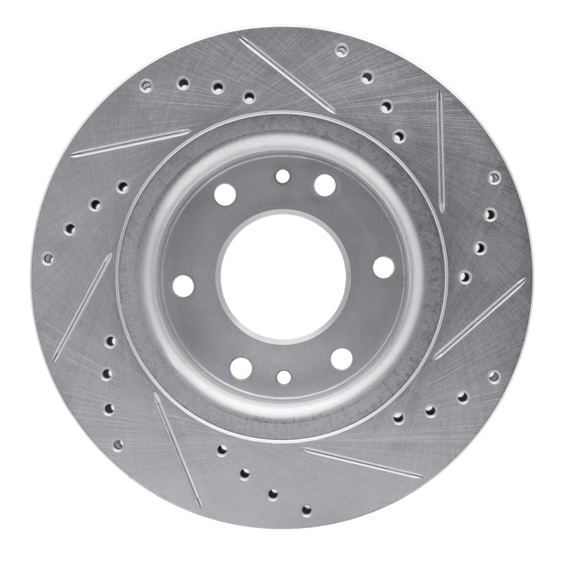 Buick Rainier Brake Rotor (1) - Front Left - R1 Concepts - Drilled & Slotted - Silver - `06-`09